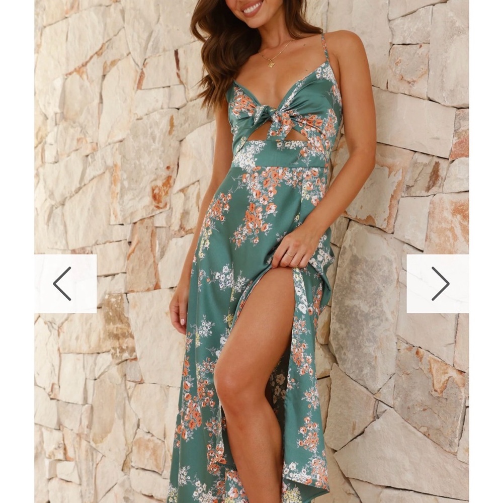 Dreamers Midi Dress - Green Floral - Picture 2 of 4